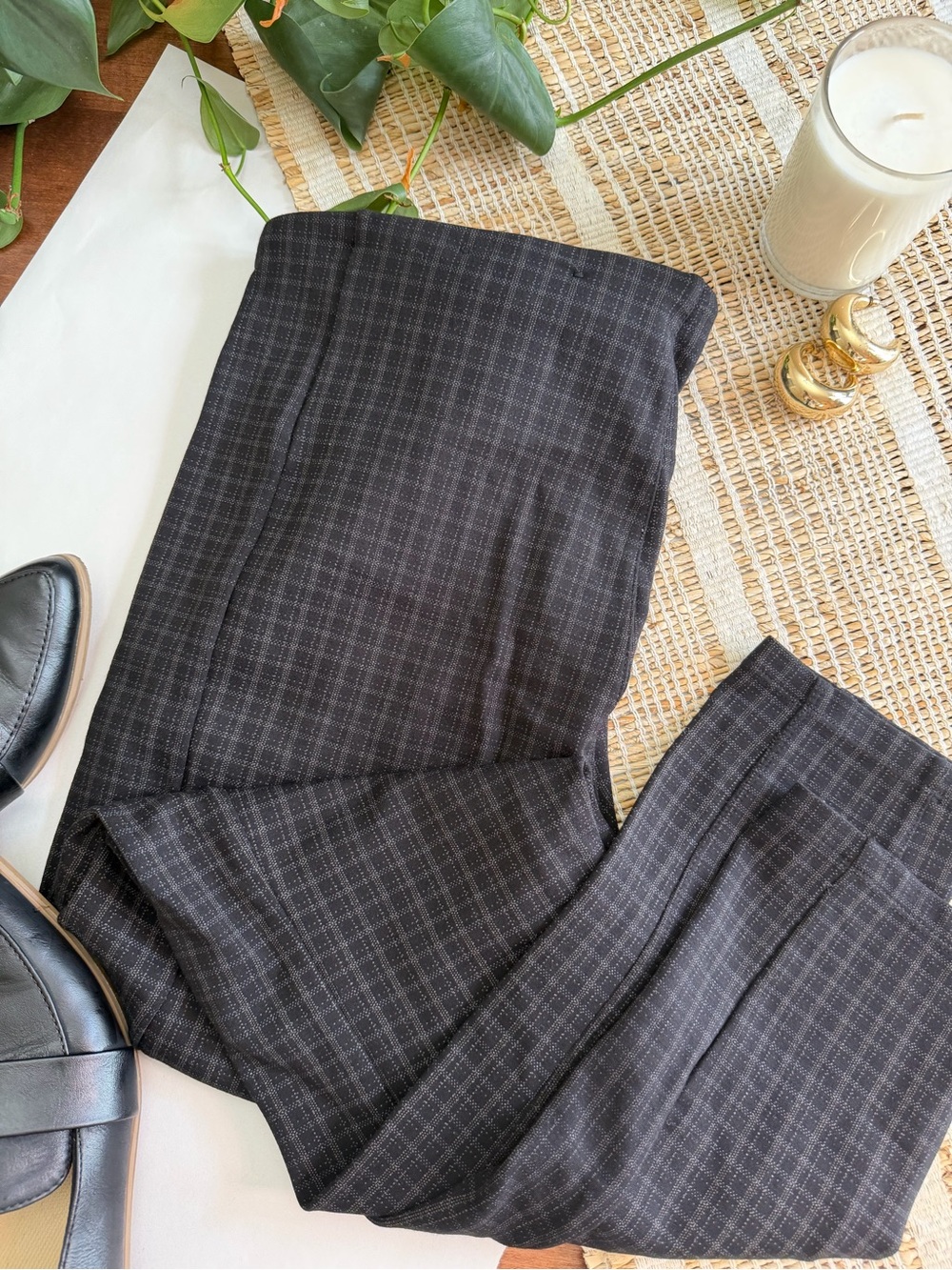 Liverpool Black Micro-Check Dress Pants